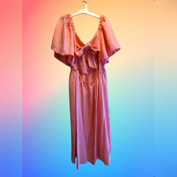 A New Day - Flutter Short Sleeve Tie Back Dress - Barbie Bubble Gum Pink - M - Picture 2 of 4